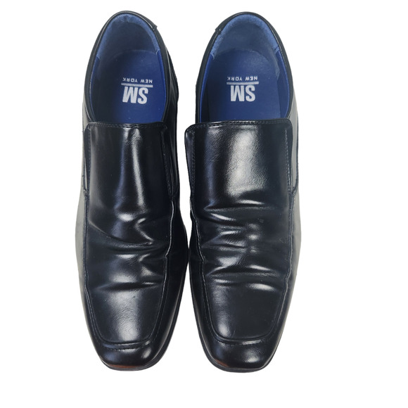 SM New York Shoes Mens Size 8.5 Slip On Loafer Black Manmade Finn - Picture 4 of 11